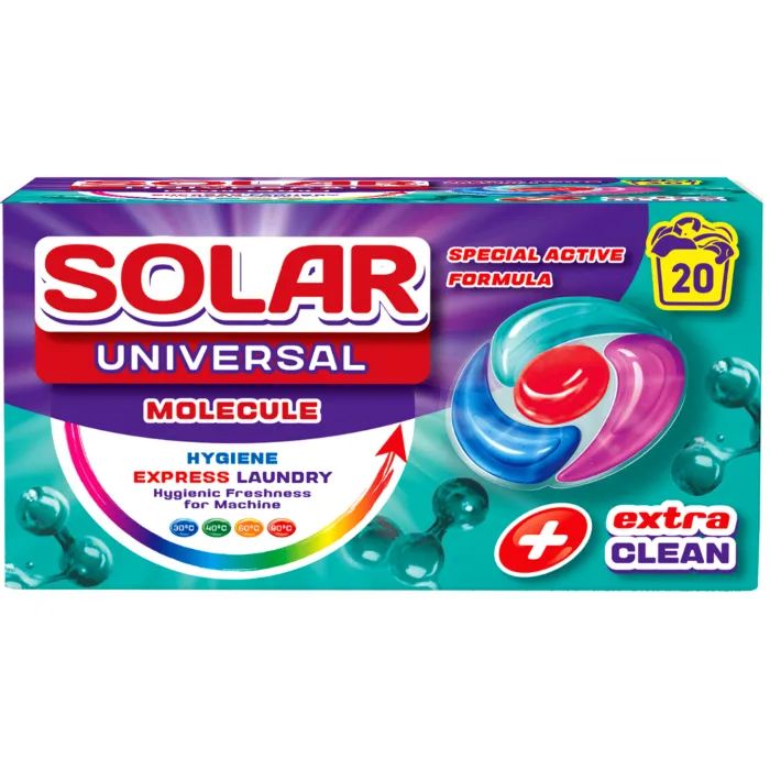 Капсулы для стирки Solar Household Universal Molecule 20 шт. Фото