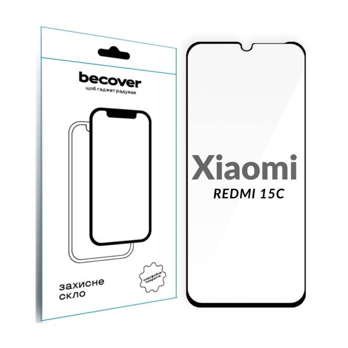 Стекло защитное BeCover Xiaomi Redmi 15C 4G/5G Black Фото