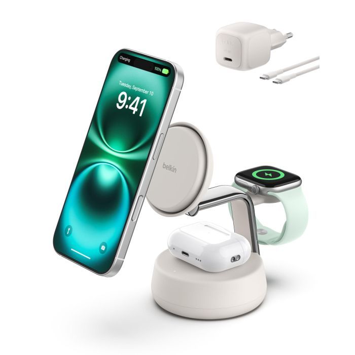 Зарядное устройство Belkin UltraCharge Pro Wireless 3-in-1 25W sand Фото