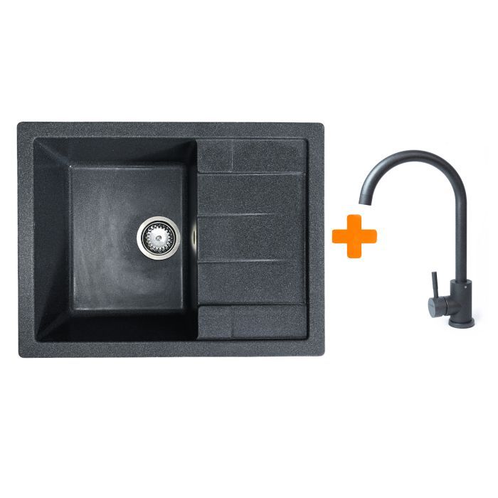 Мойка кухонная Adamant Anila графіт + змішувач Фото