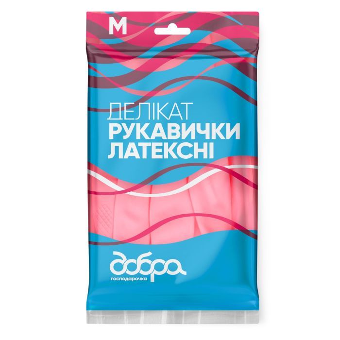 Перчатки хозяйственные Добра Господарочка Латексні Делікат Розмір M Фото