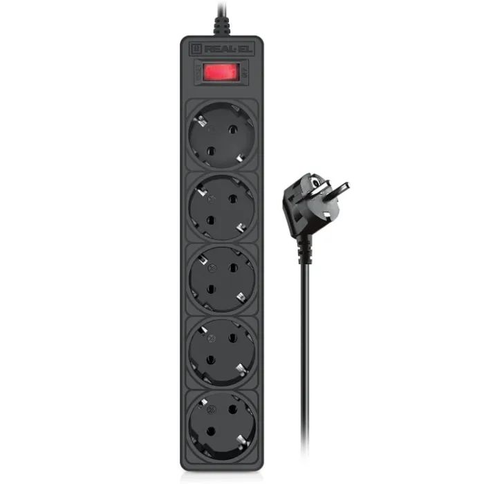 Сетевой фильтр питания REAL-EL RS-Protect 505, 5m, black Фото