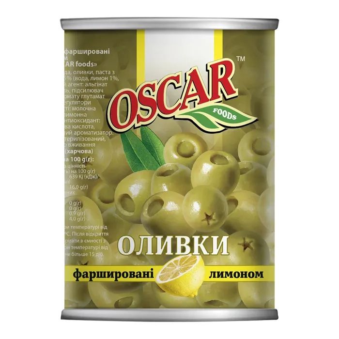 Овощная консервация Oscar foods Оливки фаршированные лимоном 300 г Фото