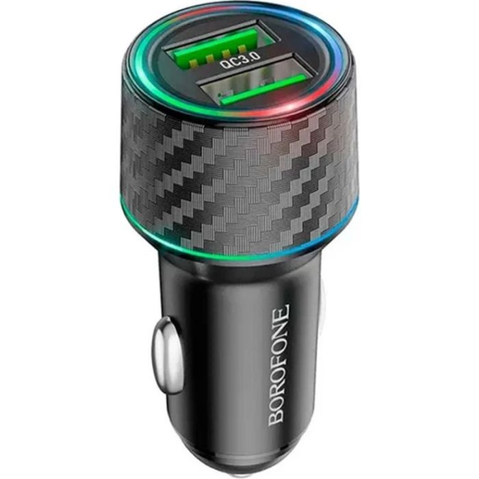 Зарядное устройство BOROFONE 2xUSB QC3.0 36W car adapter black Фото