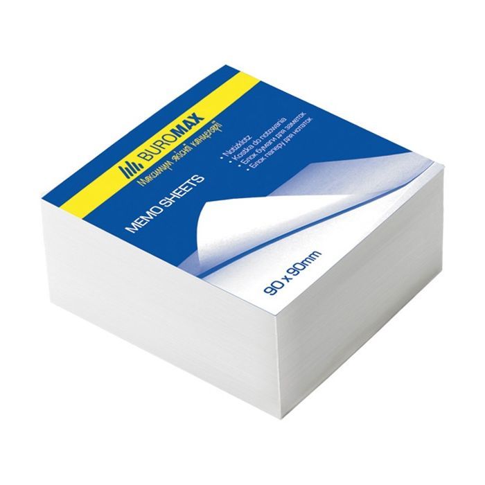 Бумага для заметок Buromax White 80х80х50мм, glued Фото
